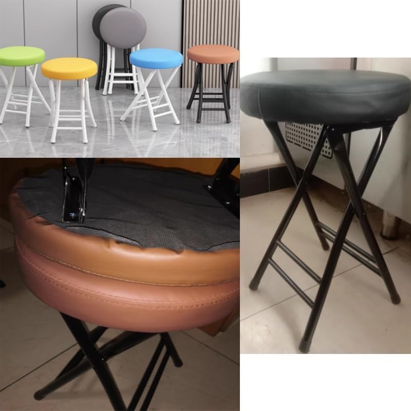Foldable Stool - Portable Round Folding Kitchen Stool, Collapsible Bar Chair, Simple Dining Seat for Home Use, Space-Saving Design, No Back