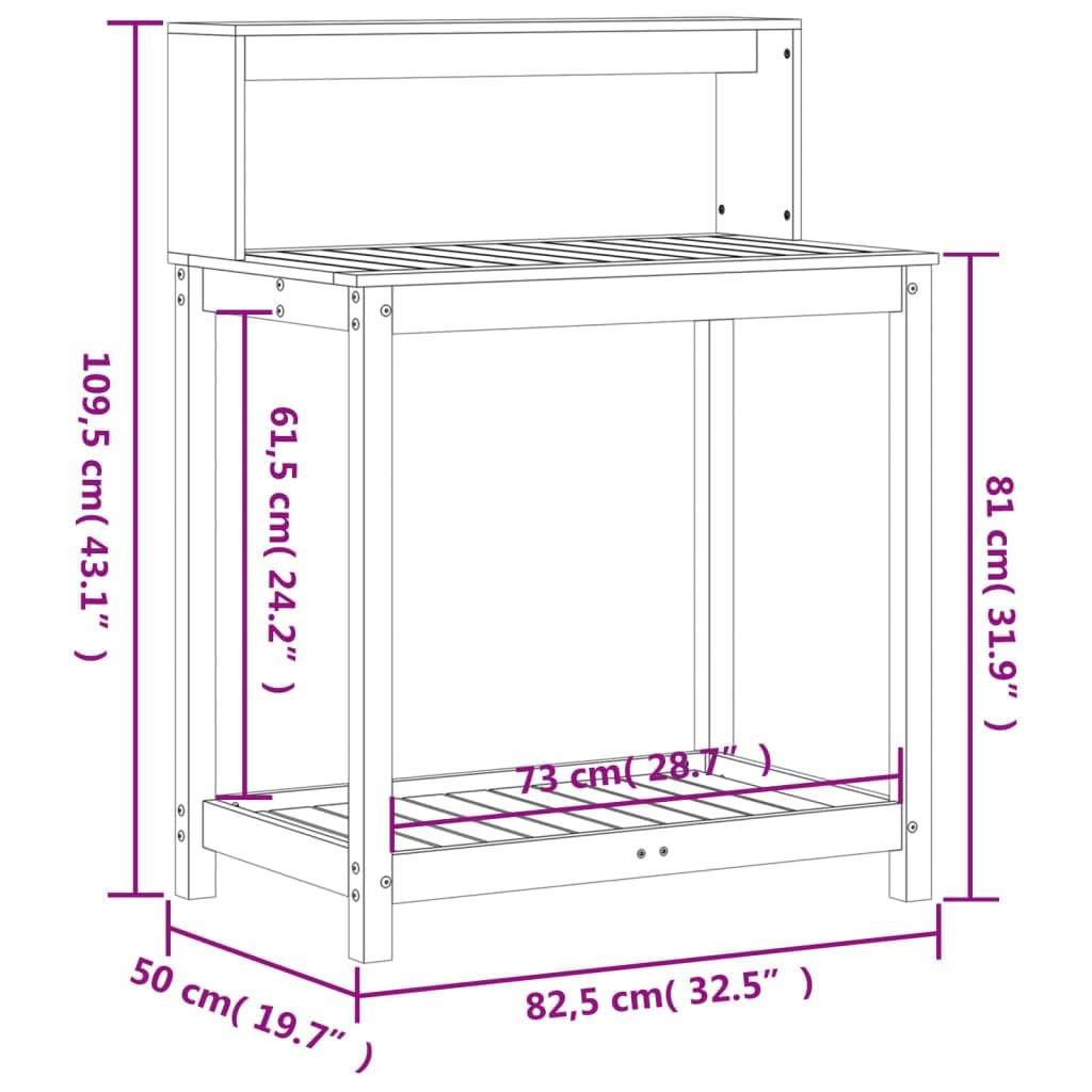 Gecheer Tavolo Invaso con Ripiani,Tavolo da Lavoro per Giardino,Tavolo per Piante in Legno,Banco da Lavoro da Giardino,Tavolo da Esterno,Banco da invasatura,Bianco 82,5x50x109,5 cm Massello Pino