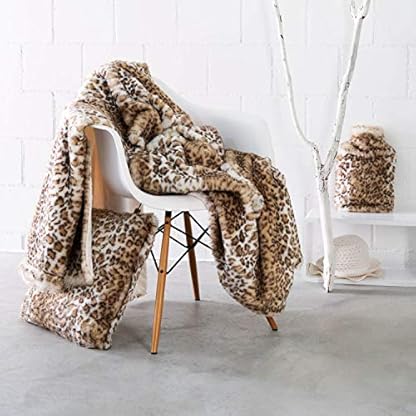Winterhome Felldecke Wohndecke Schneeleopard Kunstfell Fellimitat Tier Raubkatze 140 cm x 200 cm – Bild 3