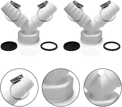 2 Set Washing Machine Hose Splitter, Y-Type DN25 Fitting Connector Reducer Plastic Connector For Split Pipe Connection Three-Way Adapter Y Shaped