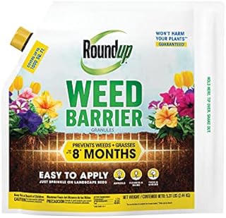 Roundup Weed Barrier Granules - Weed Preventer for Landscapes, Up to 8 Months Protection, Built-In Applicator, 5.37 lbs.