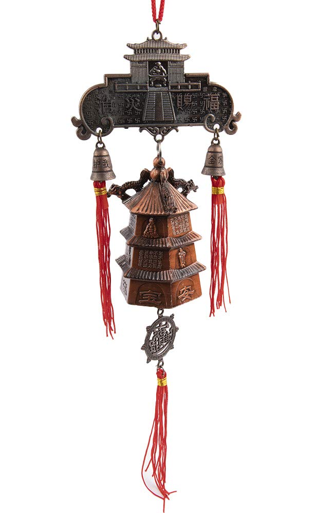Soul Karma Fengshui Lucky 2 Bells Decoration Car Rear View Hanging Accessories Decor Wind Chime Temple Home Office Shop Balcony Garden Wealth Prosperity-image-4