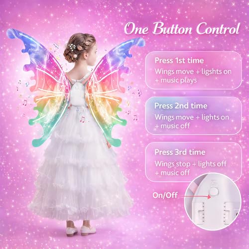 Alas de hada eléctricas para niñas con luces LED miniatura 4