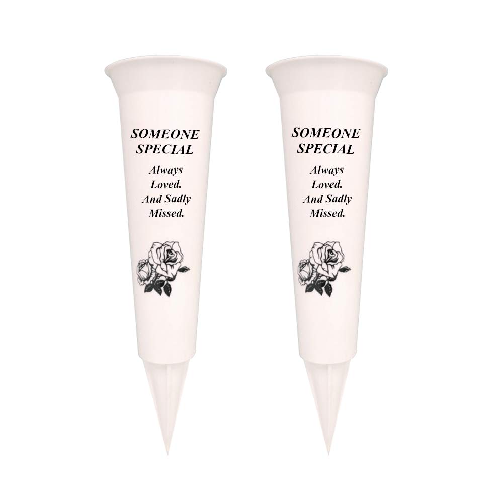 Onlinestreet Someone Special Graveside Memorial Vases/Flower Holders Ornament (2 Spikes/Package), Engraved With A Funeral Verse | A Personalized Plastic Spike Grave Decoration Ornament For Your Loved Ones (Someone Special)