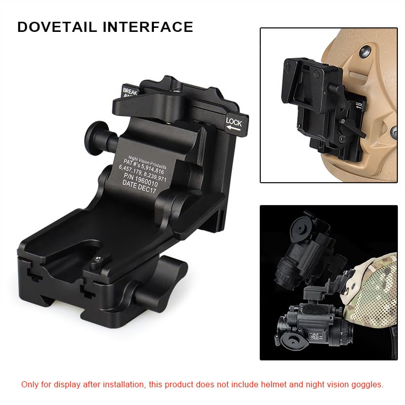 Hanlong Tactical Night Vision Goggles NVG Mount Metal Helmet Bracket Fully Modular Interface System for PVS14/PVS18/PVS15/PVS7, Black
