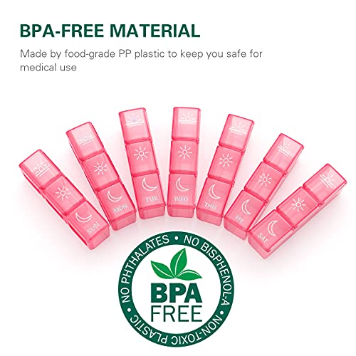 Image of BUG HULL Weekly Pill Organizer 3X a Day, Daily 7 Day Medicine Pill Organizer 3 Times a Day, Travel Pill Case Container for Vitamins, Supplements