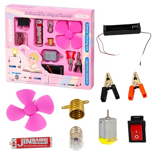 Image of FunBlast Science Experiment Kit - Science Kit for Kids, STEM Learning Kit, DIY Science Kit for Students & School Projects, Electric Circuit Kit for Students with Motor Fan Toy (Pink-)