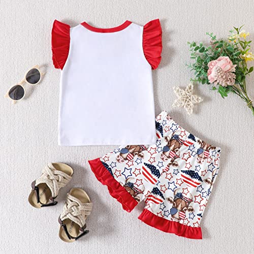 Moreeluck 4Th Of July Baby Girl Outfits Graphic Tee Shorts Set Two Piece Holiday Ruffle Cow Outfits Toddler Girls Summer Clothes (A Cow, 2-3 Years) #TOP3