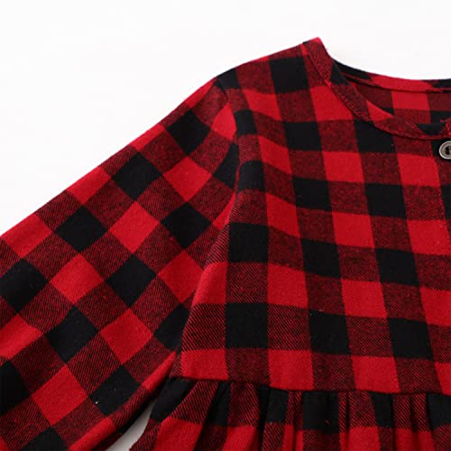 Scorvi Toddler Dress Red Dress For Girls Crew Neck Dress With Pockets Little Girl Dress Toddler Fall Outfit Baby Girl Dresses Casual Dresses For Girls Party Dresses For Girls Size 4 #TOP3
