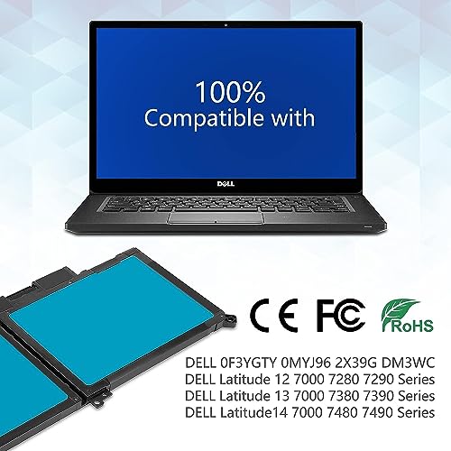 Wefly F3YGT Laptop Battery Compatible for Dell Latitude 14 7480 7490 12 7280 7290 13 7000 7380 7390 P73G002 E7280 E7480 E7290 Laptop DM6WC KG7VF... - Image 4