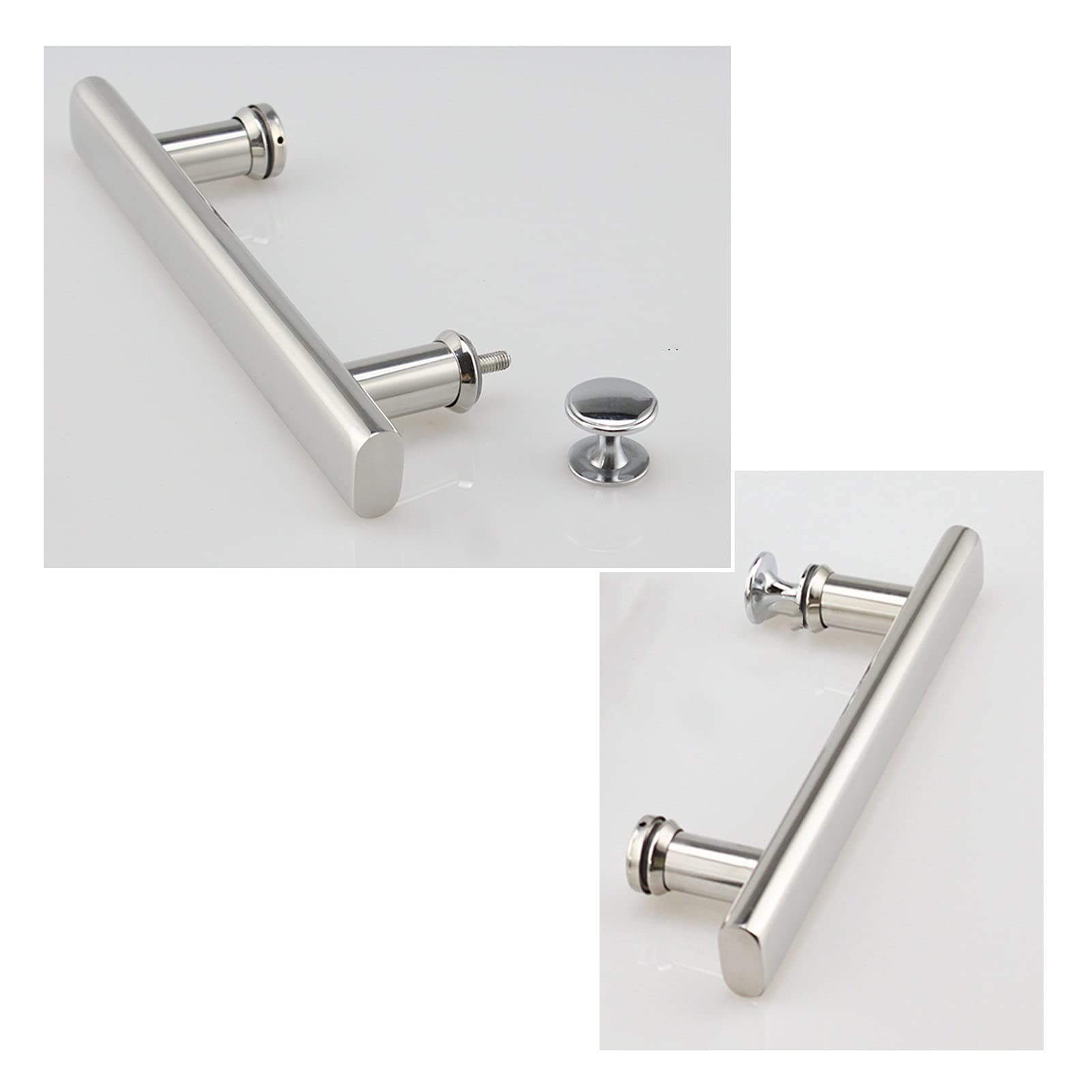 Tiradores de puerta de cristal – Tirador de acero inoxidable 304 para puertas de baño o de cristal, acabado pulido completo