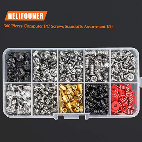 Helifouner 360 Pieces Computer Standoffs Screws Assortment Kit For Hard Drive Computer Case Motherboard Fan Power Graphics #TOP3