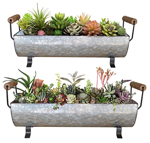 ShabbyDecor Galvanized Metal Trough Succulent Planter Farmhouse Metal Tray Rustic