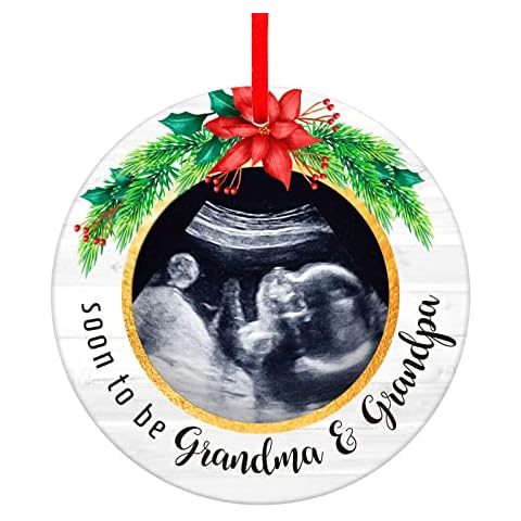 WhatSign Ultrasound Picture Frames Bump's First Christmas Ornament 2024 Soon to Be Grandma Grandpa Sonogram Photo Frame Ornament New Grandparents First time Grandparents Christmas tree Ornaments Gifts Cover