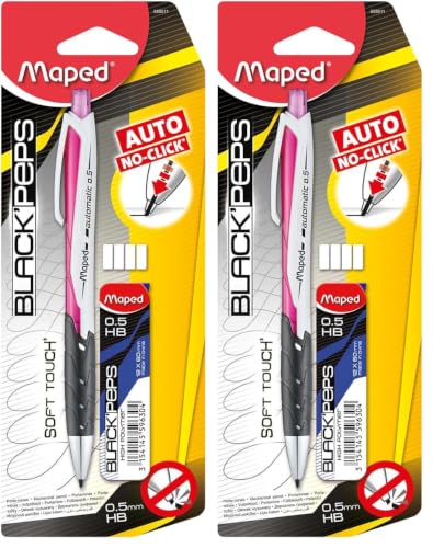 Maped - Crayon mécanique Blackpeps 0,5 mm et graffiti, couleur aléatoire, lot de 2 fournitures de bureau (assorties)