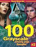 100 Grayscale Coloring Page Sampler #2: Coloring Book for Adults - Variety of Fun Themes to Color Like Animals, Women, Fantasy, Christmas, Flowers, ... Page Coloring Book Sampler Series, Band 2)