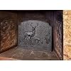 Deer Fire Back Cast Iron Wall Mount Fire Back Matte Finish Reflective and Decorative Design Cast Iron, Black