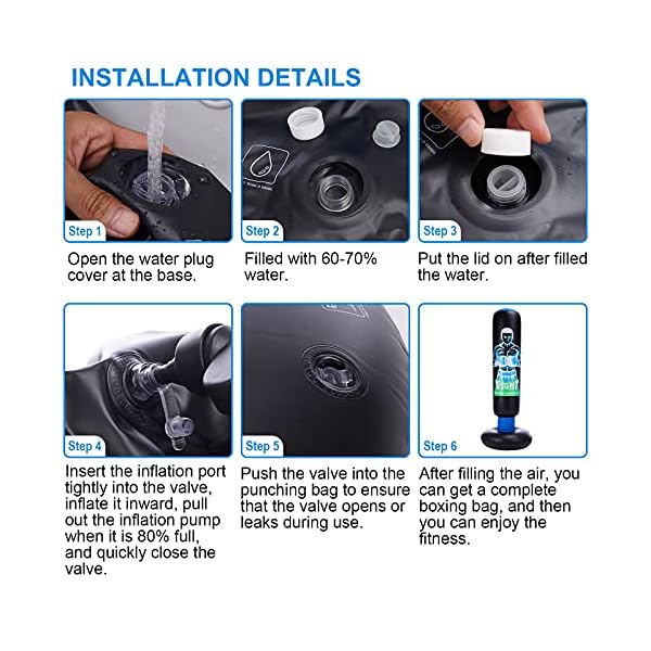 Inflatable Kids Punching Bag with Stand 63 inch with Stand Freestanding Punching Bag with Bounce Back Tall 63 inch Fitness Boxing Bag for Practice Kickboxing Taekwondo MMA Karate for Kids and Adults