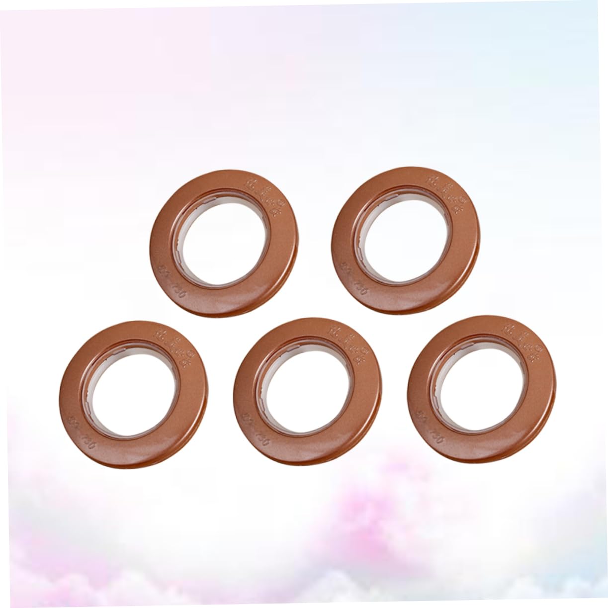 SOLUSTRE 85pcs Coffee Plastic Curtain Rings with Eyelet Shower and Curtain Hooks for Bedroom and Living Room Home Decoration Smooth Electroplate Finish Modern Design