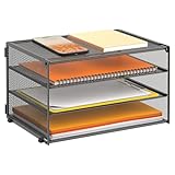 SUPTIDY Briefablage mit 3 Ebenen, Papier-Organizer, Netz-Metall, Schreibtisch-Organizer für Zuhause und Büro, Schwarz