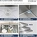 Lordear 33 Inch Drop In Kitchen Sink Workstation All In One SUS304 16 Gauge Stainless Steel 33x22 Drop In Sinks Single Bowl Handmade Above the Counter