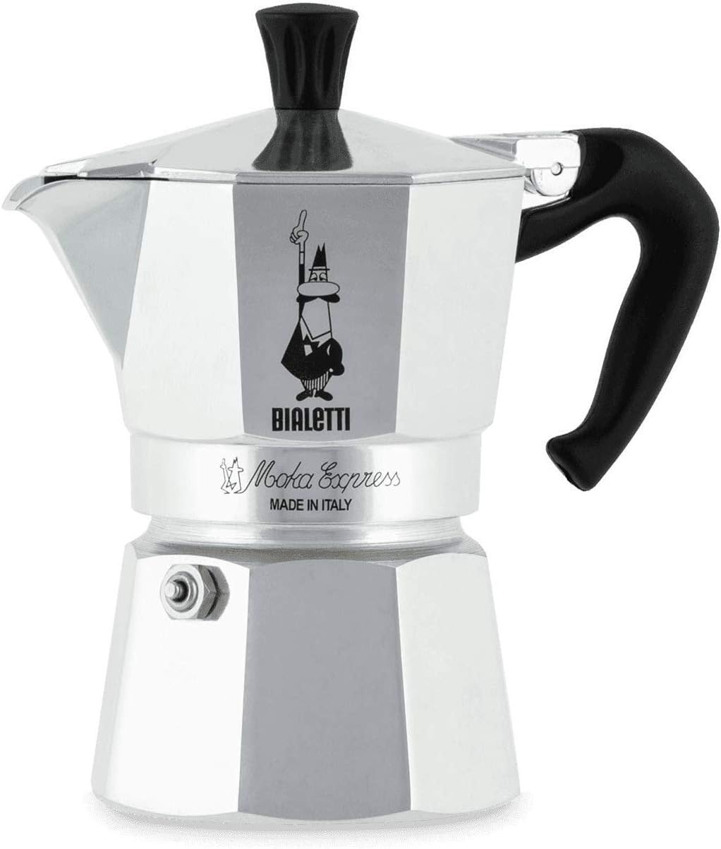 Bialetti Moka Express Coffee Maker (Silver, 3-Cup)