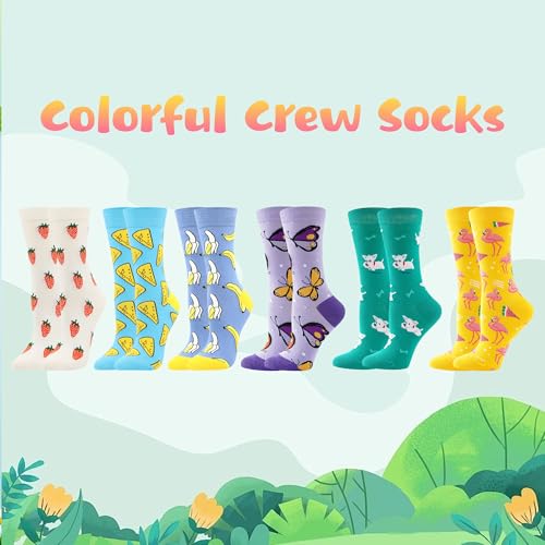 BONANGEL Women's Novelty Funny Crew Socks, Cotton Crazy Cute Animal Food Design Socks, Gifts for Women2