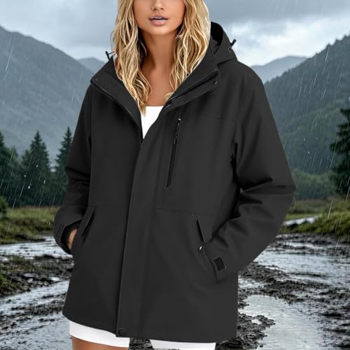 Windbreaker Jacket Women Hooded Rain Coat Outdoor Hiking Jacket - image 2