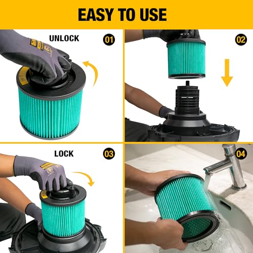 DEWALT HEPA Vacuum Filter Replacement DXVC4003, Fit for Most 4-5 Gallon Wet Dry Vacuum Cleaner, Cartridge Filter Compatible with DXV04T, DXV05P, DXV05S, DXV08S, DXV06G,DW4GAL,DXV15T - image 9