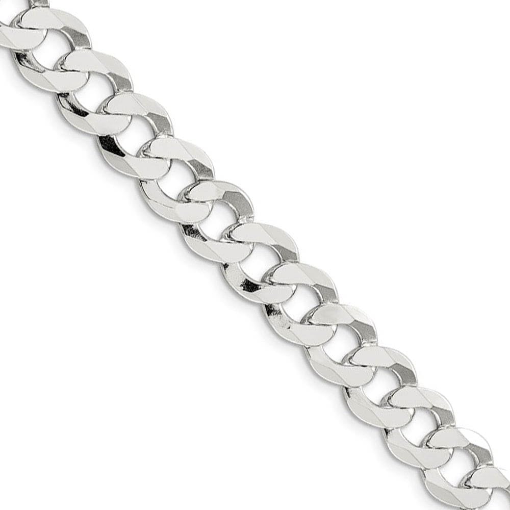 The Black Bow Men's 9.75mm Sterling Silver Solid Flat Curb Chain Necklace