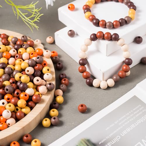 Perles en bois pour loisirs créatifs : 500 perles marron de style rustique 10mm - 5