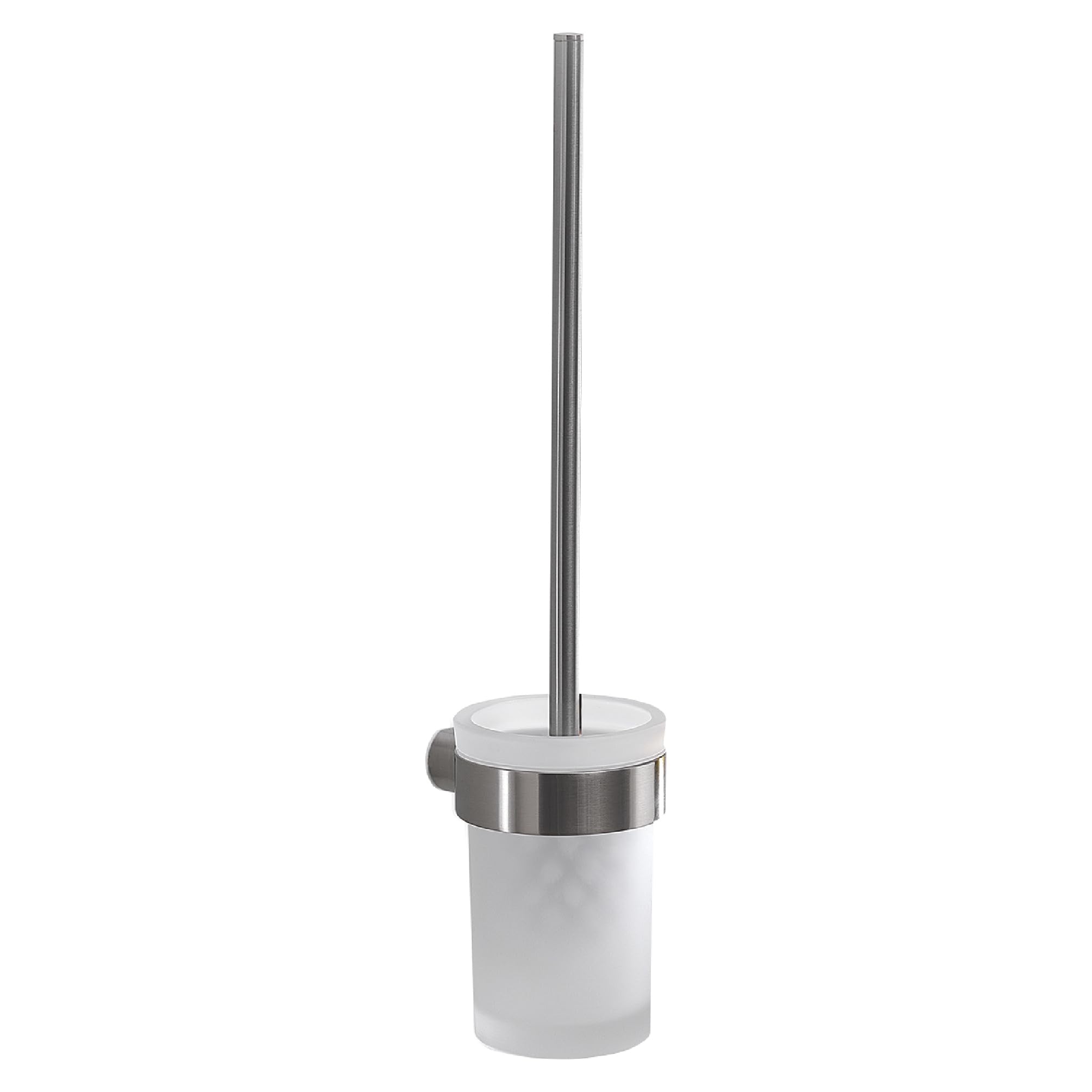 Gedy Pirenei Escobillero Pared Latón Cristal Satinado Cepillado | L8,4 x P10,4 x H37 cm | Latón/Cristal/Nylon | Pared tornillos+tacos | Cepillado