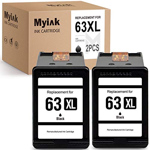 MYIK Remanufactured Ink Cartridge Replacement for HP 63XL use with OfficeJet 4520 5255 3830 5258 4650 1112 4655 3630 3631 4652 4512 3632 (2 Black)