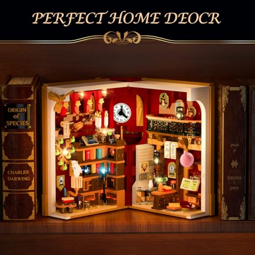 Image of INSOON Magic Booknook Building Set with LED Light, 3.6mm Mini DIY Bookend Building Kit for Bookshelf & Home Decor, 1015 PCS Miniature Book Nook Building Block Model for Kids Adults Boys Girls Age 8+