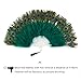 BABEYOND Roaring 20s Vintage Style Peacock & Black Marabou Feather Fan Flapper Accessories for Costume Halloween Dancing Party Tea Party Variety Show (Dark Green-White Rib)