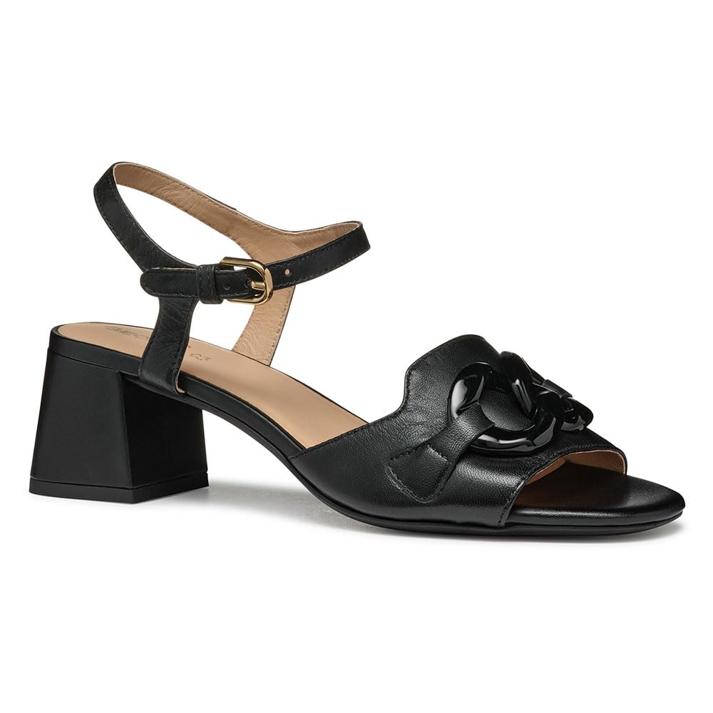 Geox Women's D NEW ERAKLIA 50 T C Heeled Sandal, Black, 4.5 UK