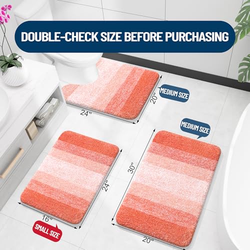 Image of OLANLY Large Bathroom Rugs Mat 54x24, Extra Soft Absorbent Microfiber Bath Rugs, Rubber Backing, Quick Dry, Machine Washable Bath Mats for Bathroom Floor, Tub and Shower, Home Decor Accessories, Coral