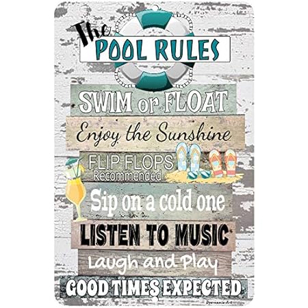 Pool Rules Metallschild, 20,3 x 30,5 cm, für Innen- und Außenbereich
