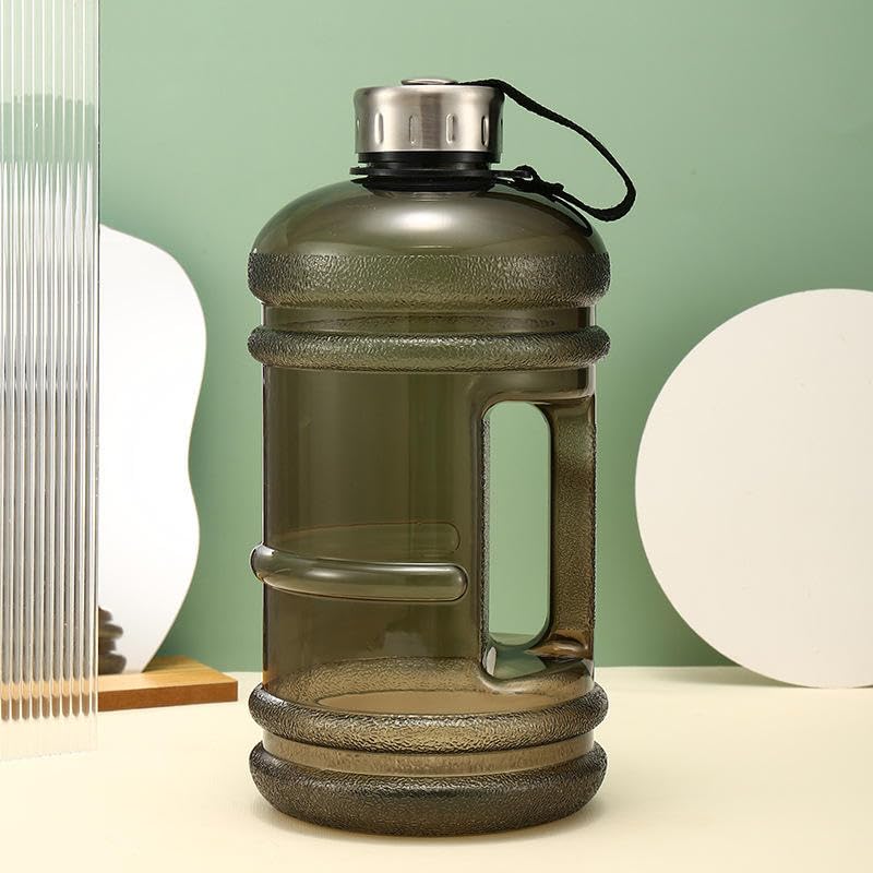Zanbeel Jumbo 2.2L Water Bottle Leakproof BPA Free Jug Kettle Daily Hydration Gym Fitness Athletic Gear Sports With Carry Strap/Handle for Camping Hiking Office Home,Black