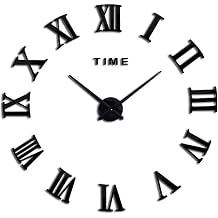 3D Large Numerals Mirror Surface Wall Sticker Wall Clock Home Office DIY Art Decor For Living Room BedroomBlack