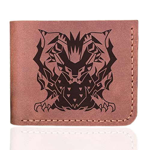 Teostra MHW Wallet Mens, Christmas Gift for Him, MHW Personalized Mens Leather Wallet, Gamer Gift, Custom Leather Wallet Handmade Husband Gift Boyfriend Gift, Geek Gift s45