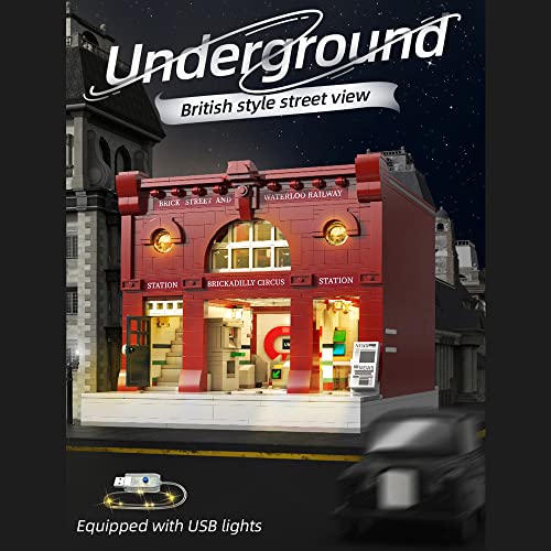 Misini Architecture C66008W London Subway Station Building Sets, Moc Street View Building Blocks Kit, Modular Buildings For Adult, Bricks House Model Set With Lighting Kit For Adults And Teens #TOP1