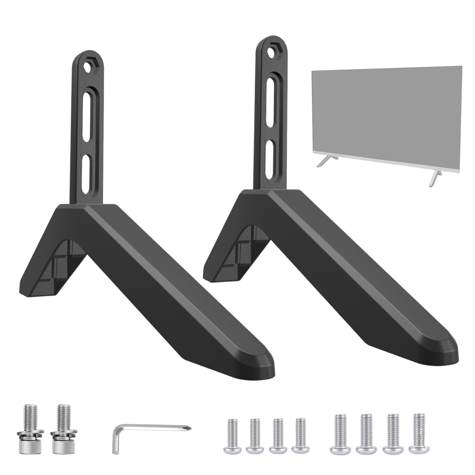 TV Stand Gambe - Base Regolabile In Altezza | Piedi Televisivi In Lega Di Alluminio, Supporto In Metallo Stabile, Supporto Non Slittato, Gambe Di Sostituzione Universale Per Televisori Da 32–65 Pollic