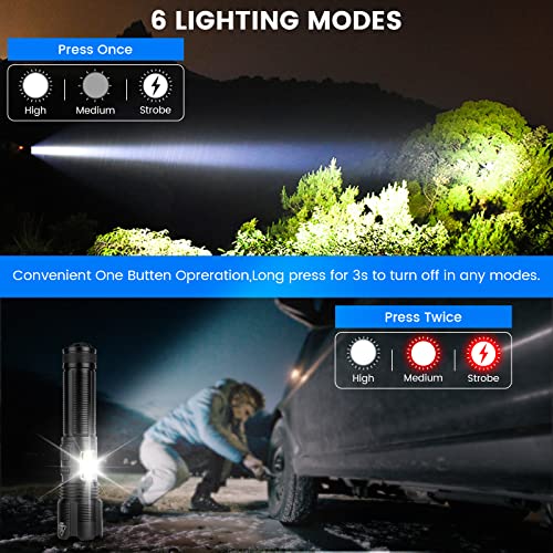 Sigoobal Rechargeable Flashlights High Lumens,120000 Lumens Led Flashlight With 6 Modes, Super Bright Cob Work Light, Adjustablewaterproof Flash Light High Powered For Camping(2 Pack) #TOP7