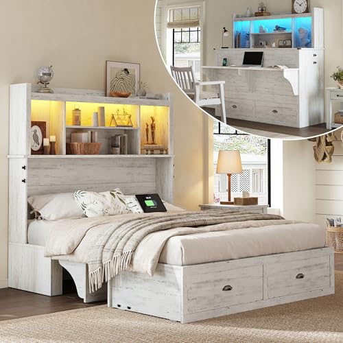 AMERLIFE Queen Murphy Bed with LED Headboard