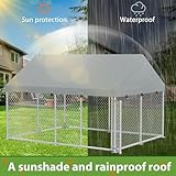 FIVMEN Outdoor Hundezwinger 250x200x165 cm Groß Hundekäfig Hundehütte Hundehaus Verzinkter Stahl mit Sonnenschutz Dach und Abschließbarer Tür Hundezaun Hundeauslauf Draußen