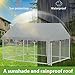 FIVMEN Outdoor Hundezwinger 250x200x165 cm Groß Hundekäfig Hundehütte Hundehaus Verzinkter Stahl mit Sonnenschutz Dach und Abschließbarer Tür Hundezaun Hundeauslauf Draußen