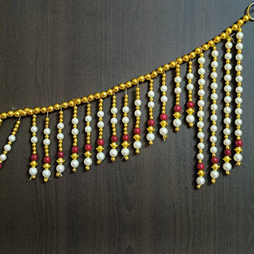 Image of Handmade Door Hanging Round Moti Style Bandarwal Toran (TMR-07) -Diwali New Year Inauguration Wedding Festival Home Decor Pooja (40 Inch X 6 Inch)