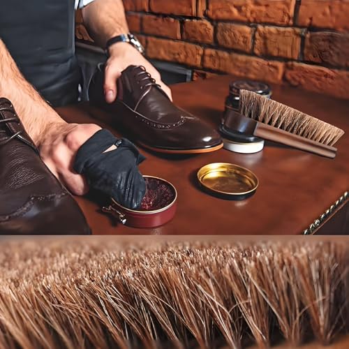 1pcs Schuhbürste aus Rosshaar,Glanzbürste,Schuhbürste Leder,Rosshaarbürste,Schuhputzbürsten,Pferdehaarbürste Holzgriff,für Schuhpolierbürste Schuhpflege Polieren