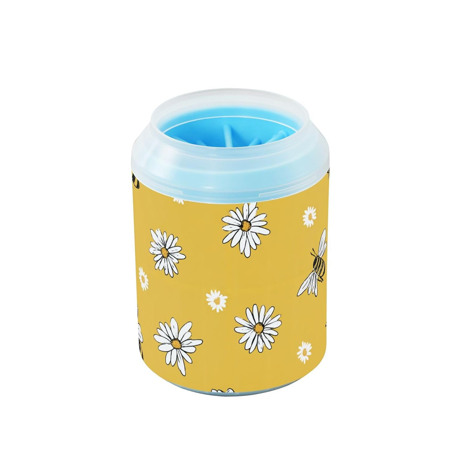 Sweet Yellow Daisy Bee Portable Dog Cleaner Washer and Massager with Soft Massage Brush Feet Cleaning Kit for Small Medium Dogs & Cat Breeds